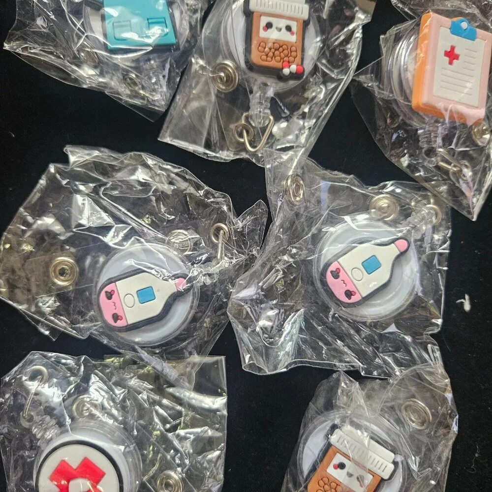 12 Nurse Badge Reel Holders Cute Medical Retractable ID Badge Clip Lot